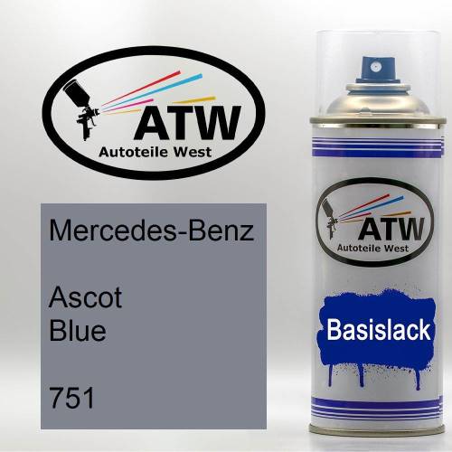 Mercedes-Benz, Ascot Blue, 751: 400ml Sprühdose, von ATW Autoteile West.